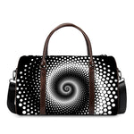 Black And White Spiral Dot Print Duffle Bag