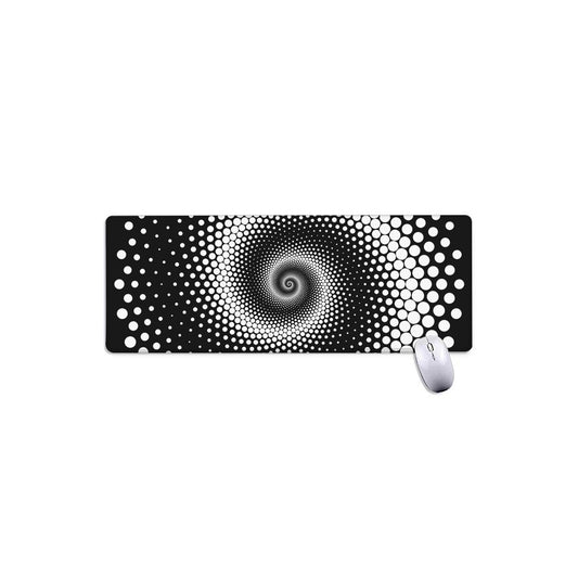 Black And White Spiral Dot Print Extended Mouse Pad