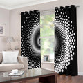 Black And White Spiral Dot Print Extra Wide Grommet Curtains
