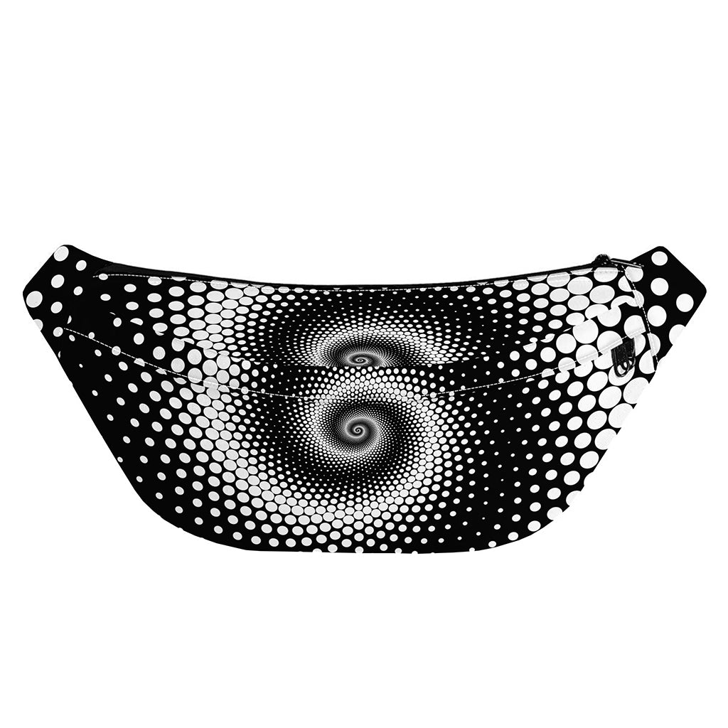 Black And White Spiral Dot Print Fanny Pack