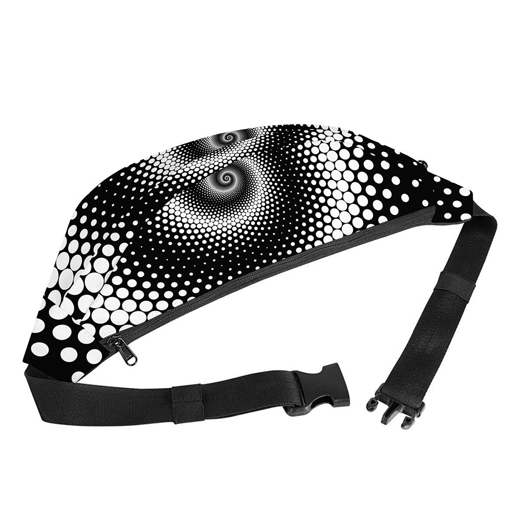 Black And White Spiral Dot Print Fanny Pack