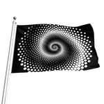 Black And White Spiral Dot Print Flag