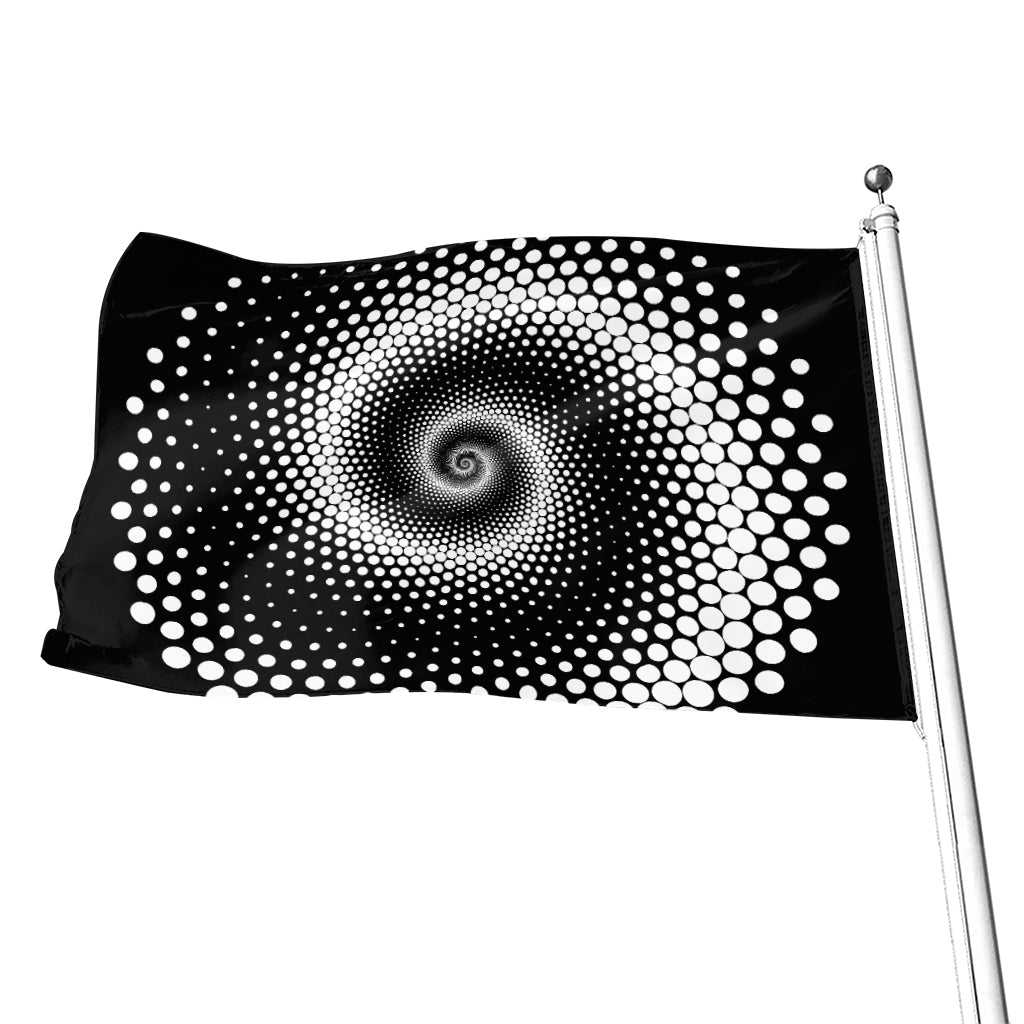 Black And White Spiral Dot Print Flag
