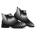 Black And White Spiral Dot Print Flat Ankle Boots