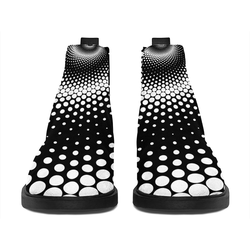 Black And White Spiral Dot Print Flat Ankle Boots