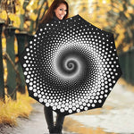 Black And White Spiral Dot Print Foldable Umbrella