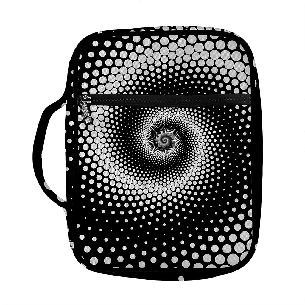 Black And White Spiral Dot Print Front Pocket Bible Bag