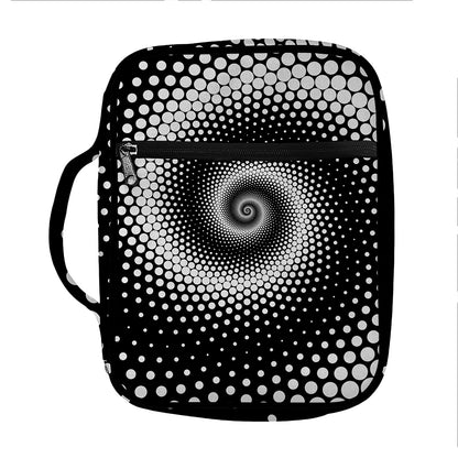 Black And White Spiral Dot Print Front Pocket Bible Bag