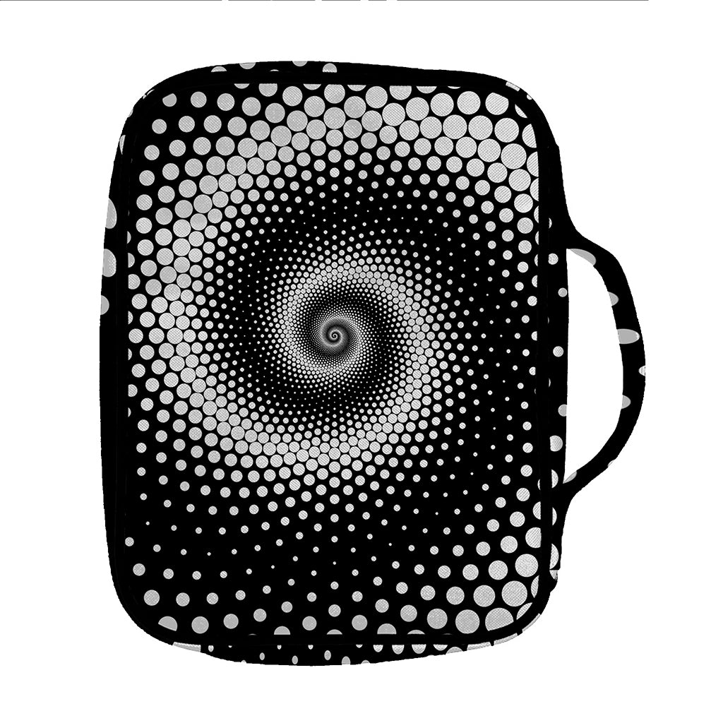 Black And White Spiral Dot Print Front Pocket Bible Bag