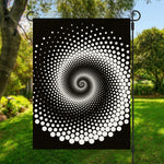 Black And White Spiral Dot Print Garden Flag