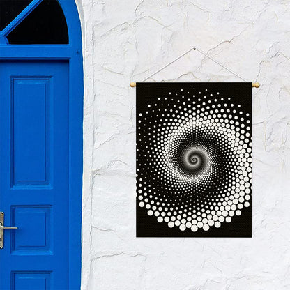 Black And White Spiral Dot Print Garden Flag