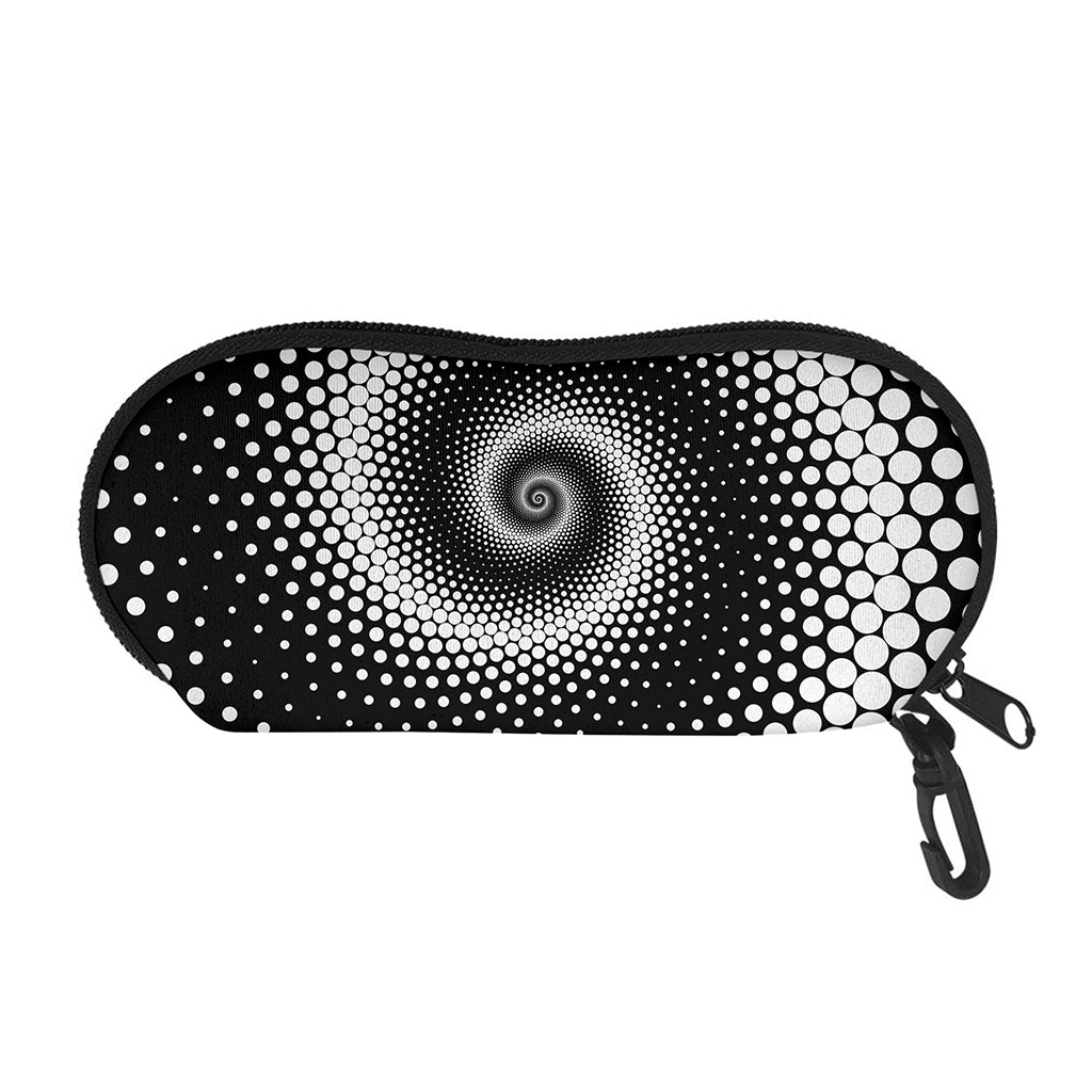 Black And White Spiral Dot Print Glasses Case