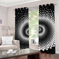 Black And White Spiral Dot Print Grommet Curtains