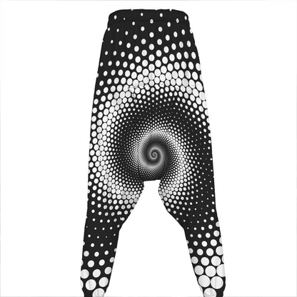 Black And White Spiral Dot Print Hammer Pants