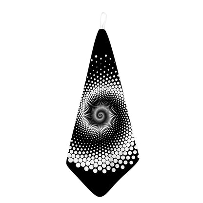 Black And White Spiral Dot Print Hand Towel