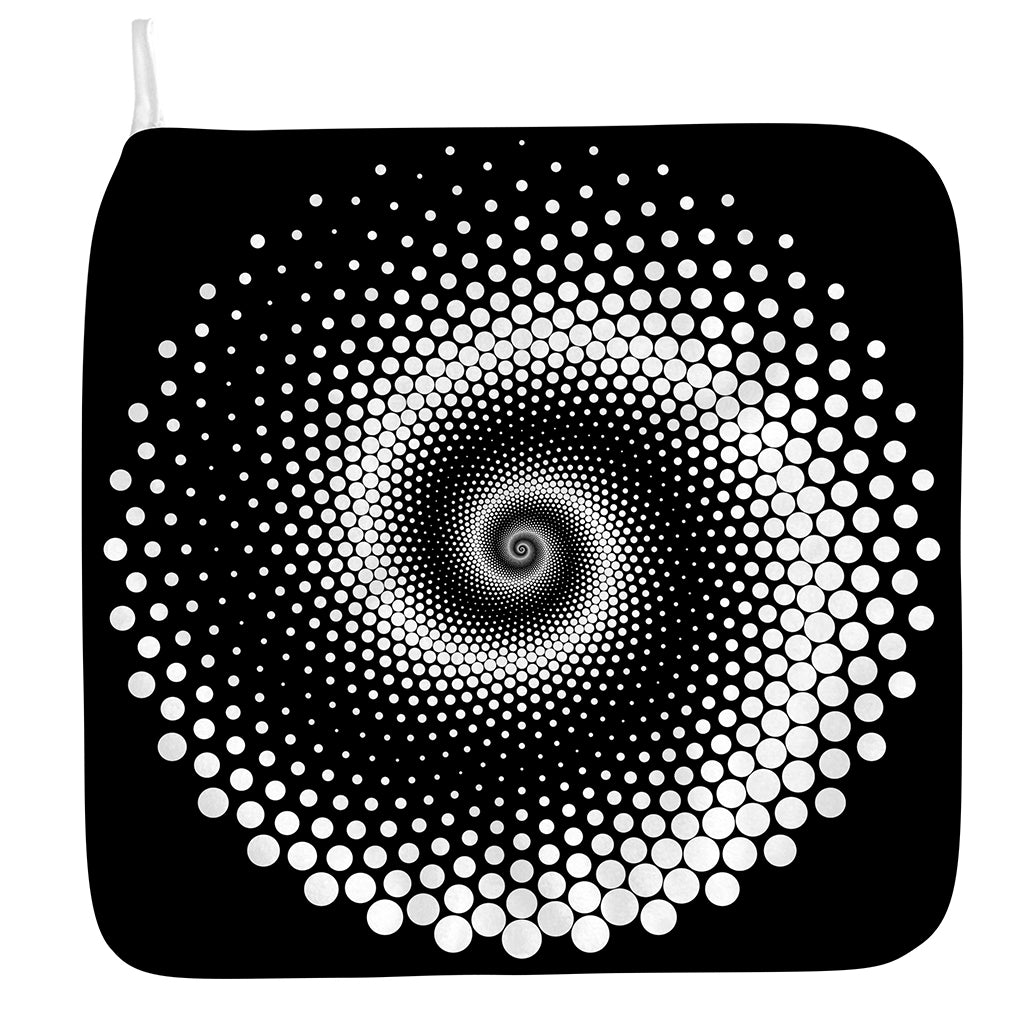 Black And White Spiral Dot Print Hand Towel