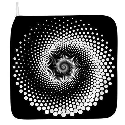 Black And White Spiral Dot Print Hand Towel