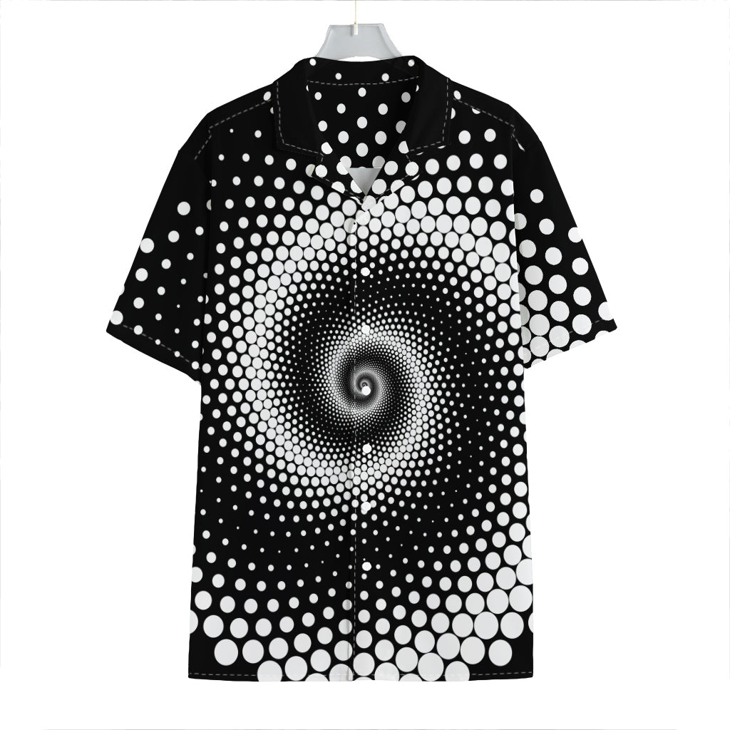 Black And White Spiral Dot Print Hawaiian Shirt