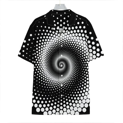 Black And White Spiral Dot Print Hawaiian Shirt