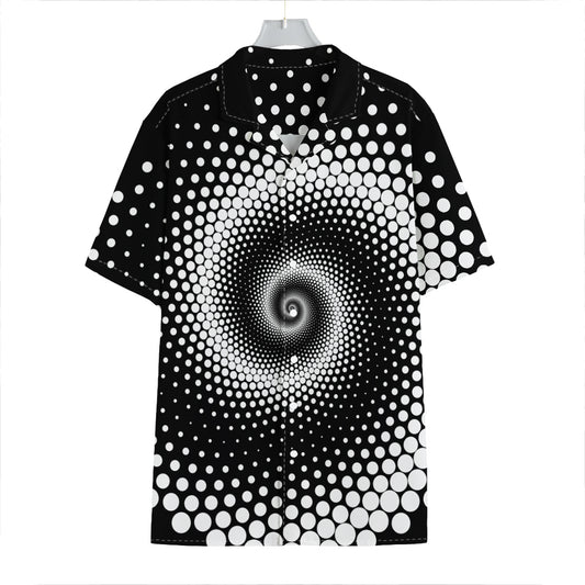 Black And White Spiral Dot Print Hawaiian Shirt