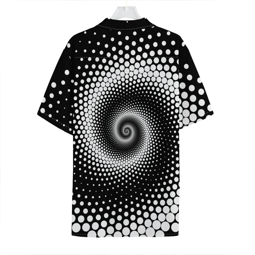 Black And White Spiral Dot Print Hawaiian Shirt
