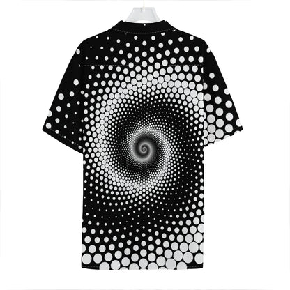 Black And White Spiral Dot Print Hawaiian Shirt