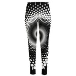 Black And White Spiral Dot Print High-Waisted Pocket Leggings
