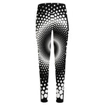 Black And White Spiral Dot Print High-Waisted Pocket Leggings