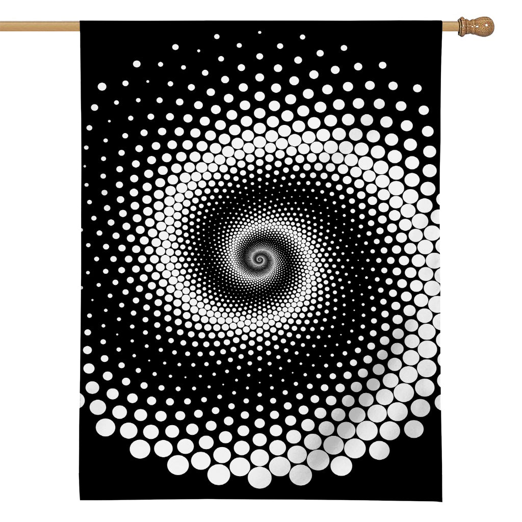 Black And White Spiral Dot Print House Flag