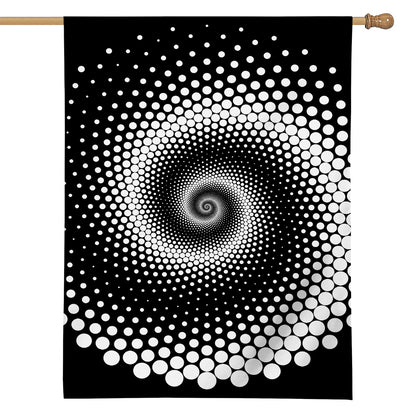 Black And White Spiral Dot Print House Flag