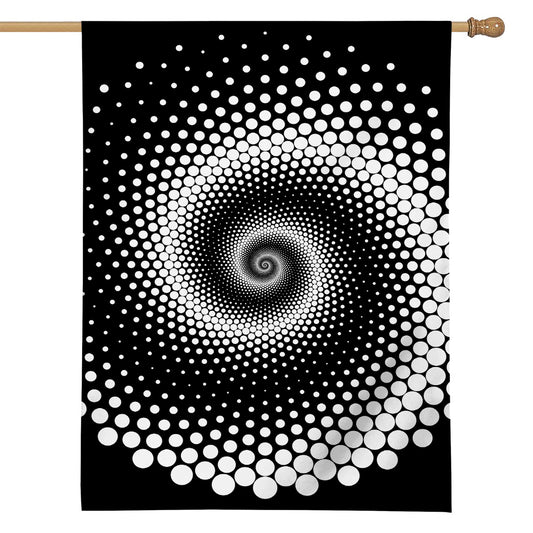 Black And White Spiral Dot Print House Flag