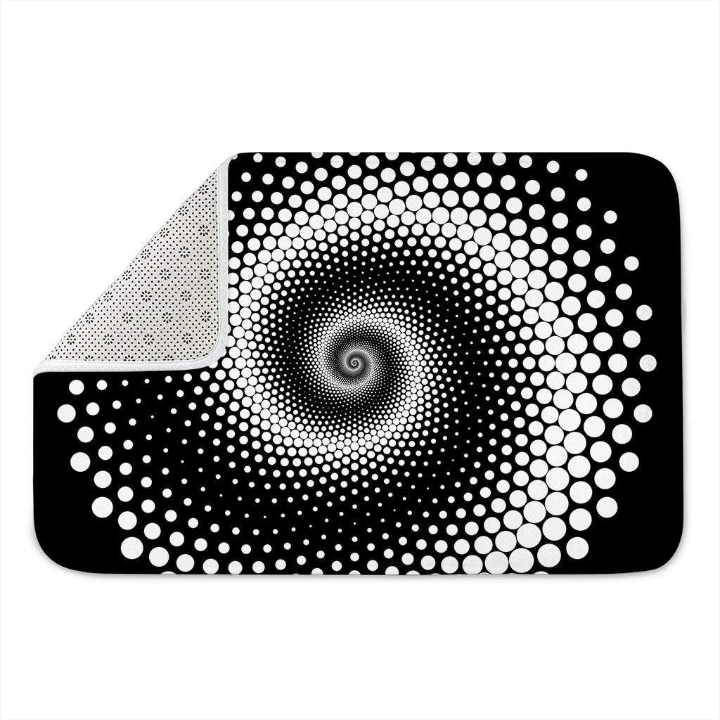 Black And White Spiral Dot Print Indoor Door Mat
