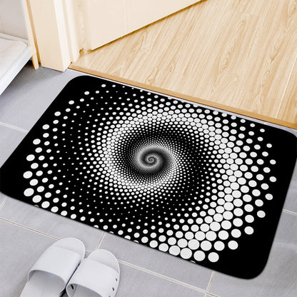 Black And White Spiral Dot Print Indoor Door Mat