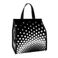Black And White Spiral Dot Print Insulated Lunch Tote
