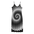 Black And White Spiral Dot Print Jersey Midi Cami Dress