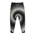 Black And White Spiral Dot Print Jogger Pants