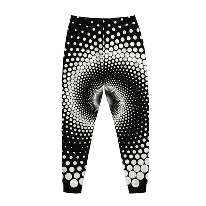 Black And White Spiral Dot Print Jogger Pants