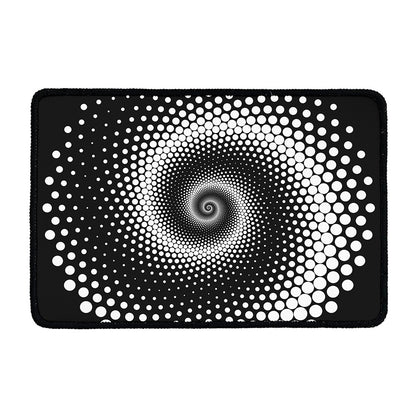 Black And White Spiral Dot Print Kitchen Mat