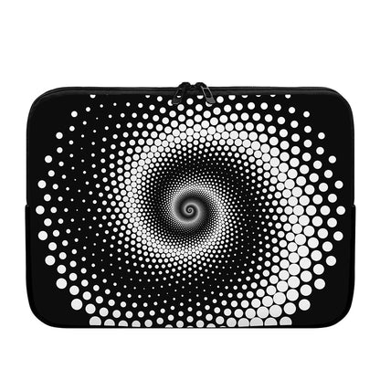 Black And White Spiral Dot Print Laptop Sleeve