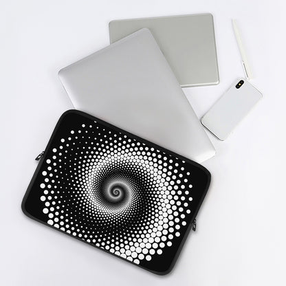 Black And White Spiral Dot Print Laptop Sleeve