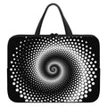 Black And White Spiral Dot Print Laptop Sleeve With Handle