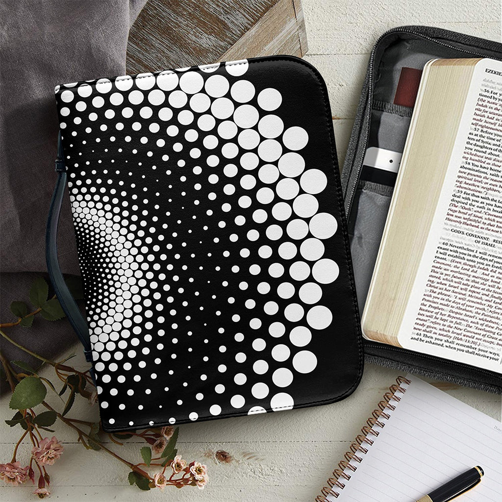 Black And White Spiral Dot Print Leather Bible Cover