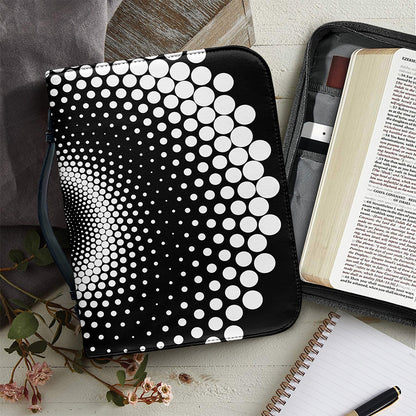 Black And White Spiral Dot Print Leather Bible Cover