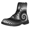 Black And White Spiral Dot Print Lace-Up Boots