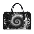Black And White Spiral Dot Print Leather Duffel Bag