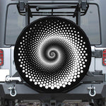 Black And White Spiral Dot Print Leather Spare Tire Cover