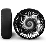 Black And White Spiral Dot Print Leather Spare Tire Cover