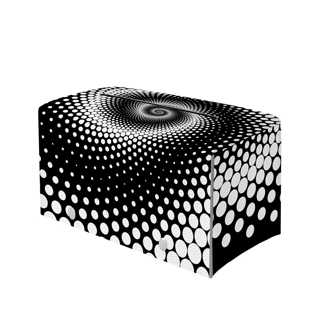 Black And White Spiral Dot Print Leather Tissue Box Cover