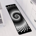 Black And White Spiral Dot Print Long Kitchen Mat