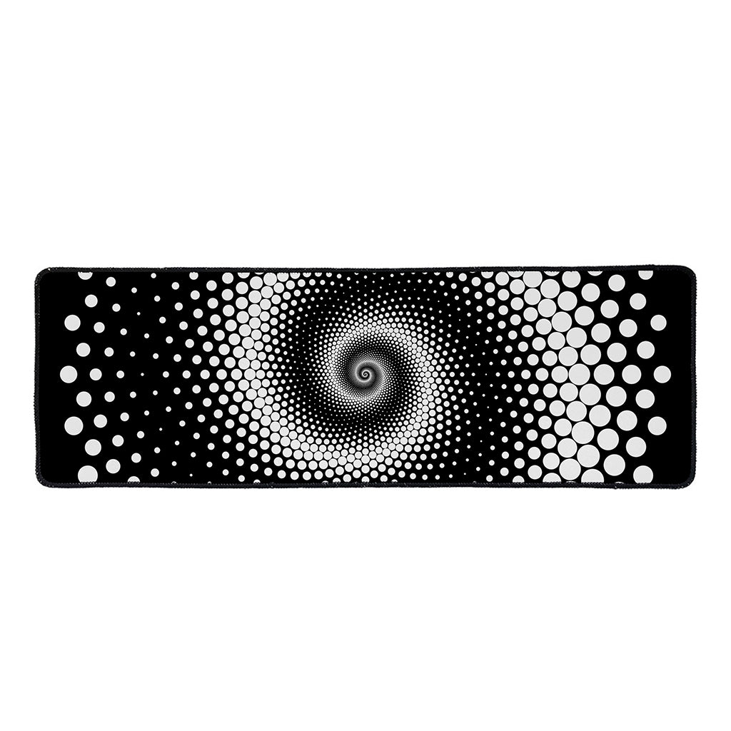 Black And White Spiral Dot Print Long Kitchen Mat